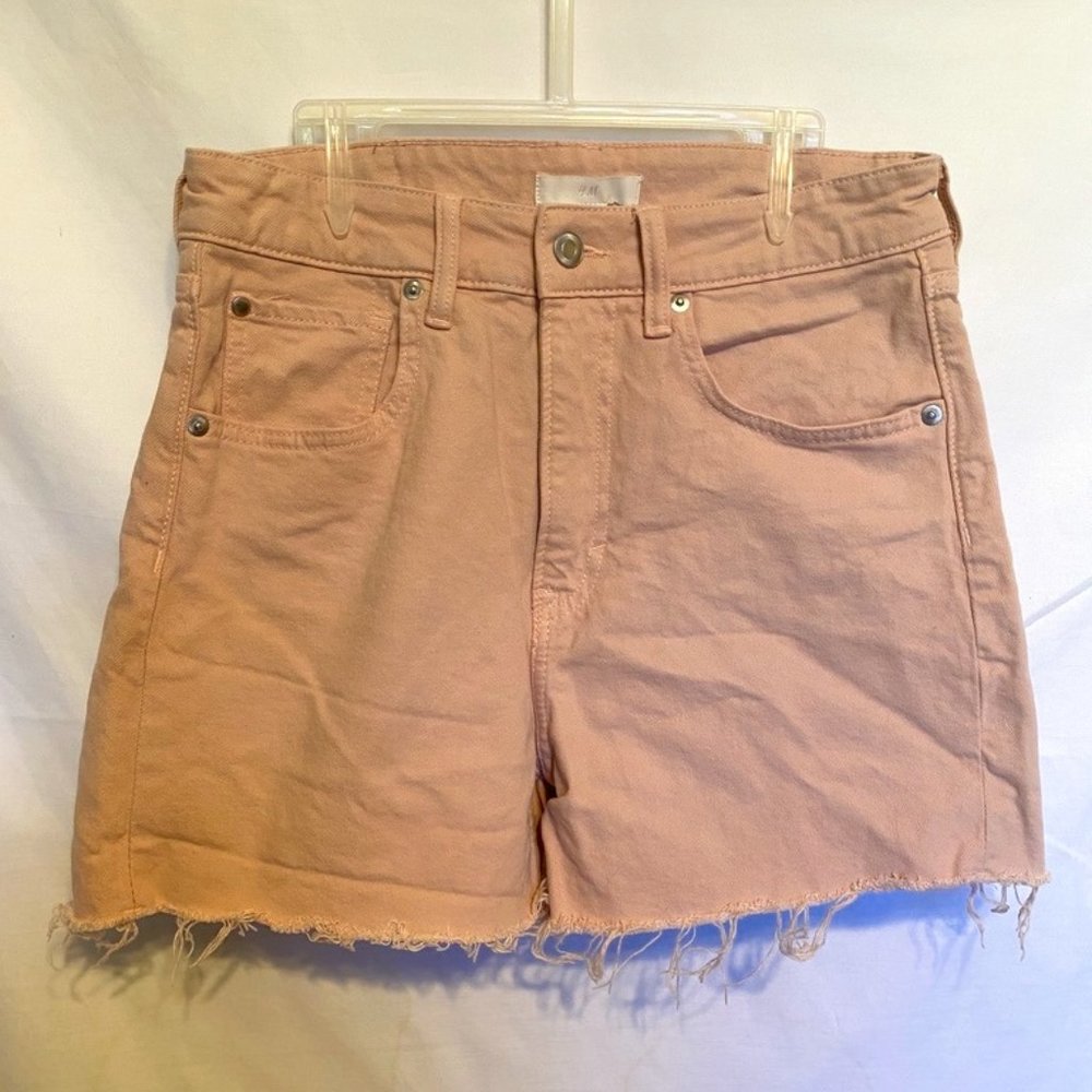 H&M ~Women Pink ~5 Pockets ~99% Cotton Denim Jeans Shorts  ~Sz.6 (EUR-38)
